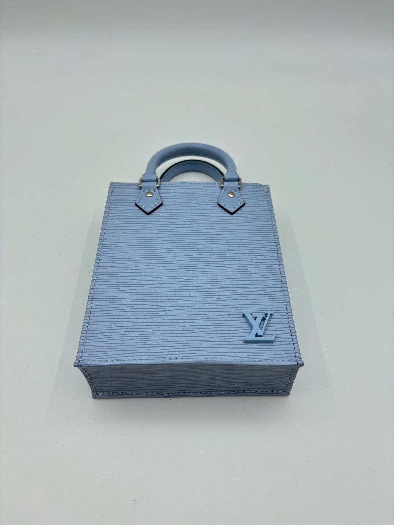 LV Louis Vuitton minitote music bag sky blue water ripple handbag