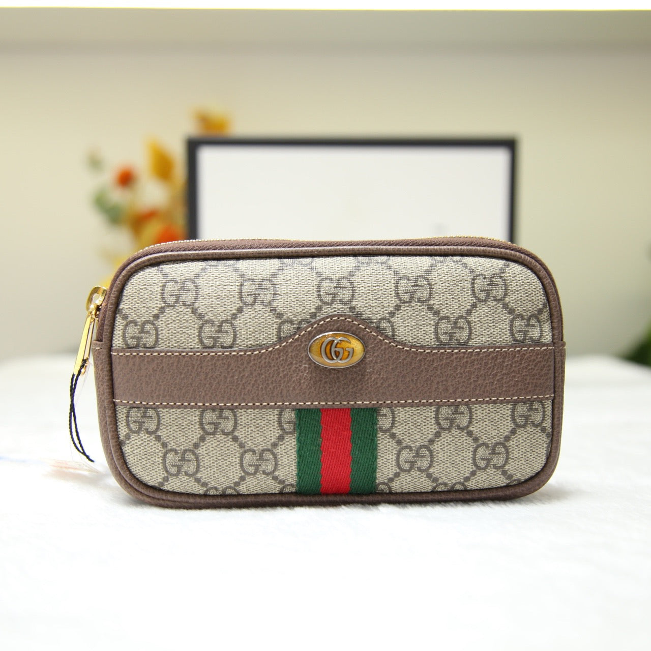 Idle 99 %new GUCCI / Gucci Ophidia series waist bag brown canvas with leather classic double