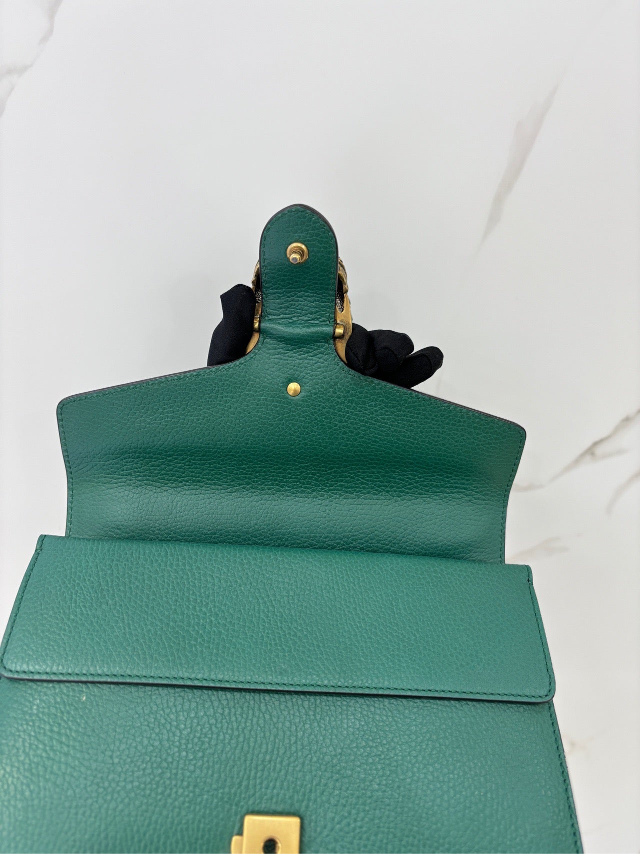 Gucci Bacchus Medium Emerald Leather 98%❤️New 03