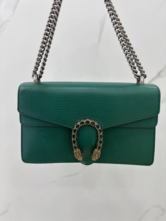 Gucci Bacchus Medium Emerald Leather 98%❤️New 03