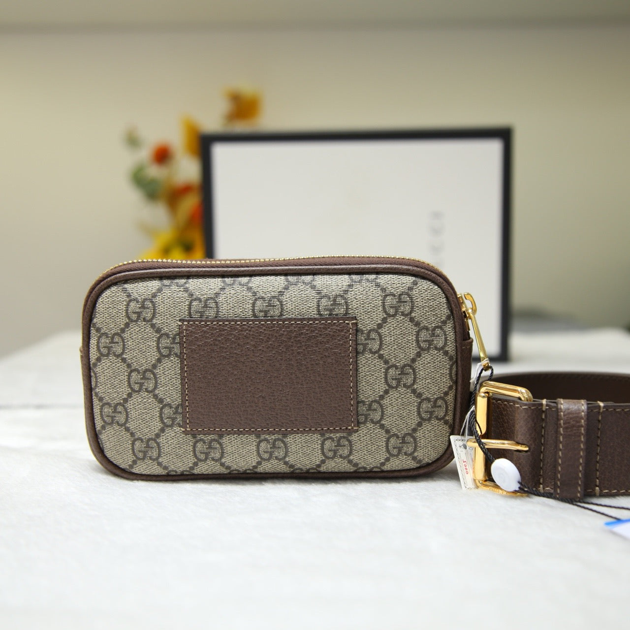 Idle 99 %new GUCCI / Gucci Ophidia series waist bag brown canvas with leather classic double