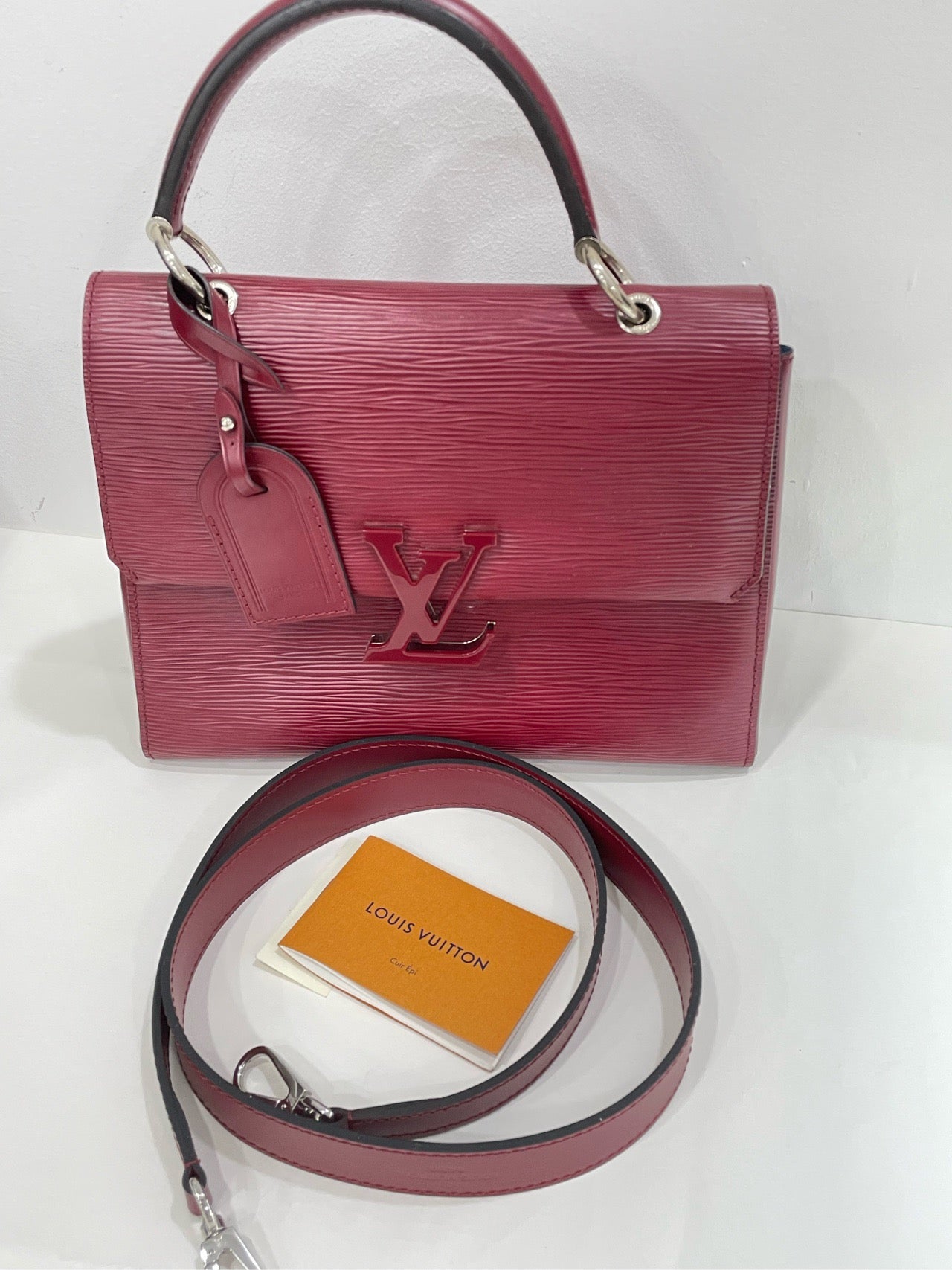 LV Grenelle small corrugated handbag wine red with shoulder strap