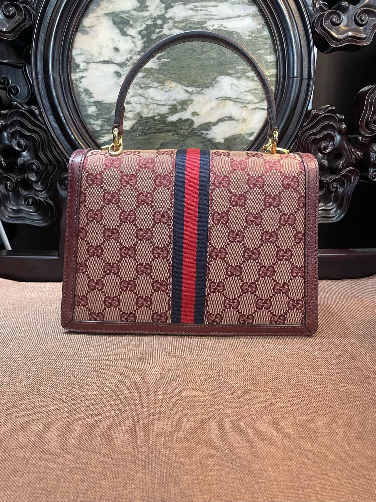 Gucci OPHIDIA wine red mailman bag, 2022 Jinan Guihe invoice