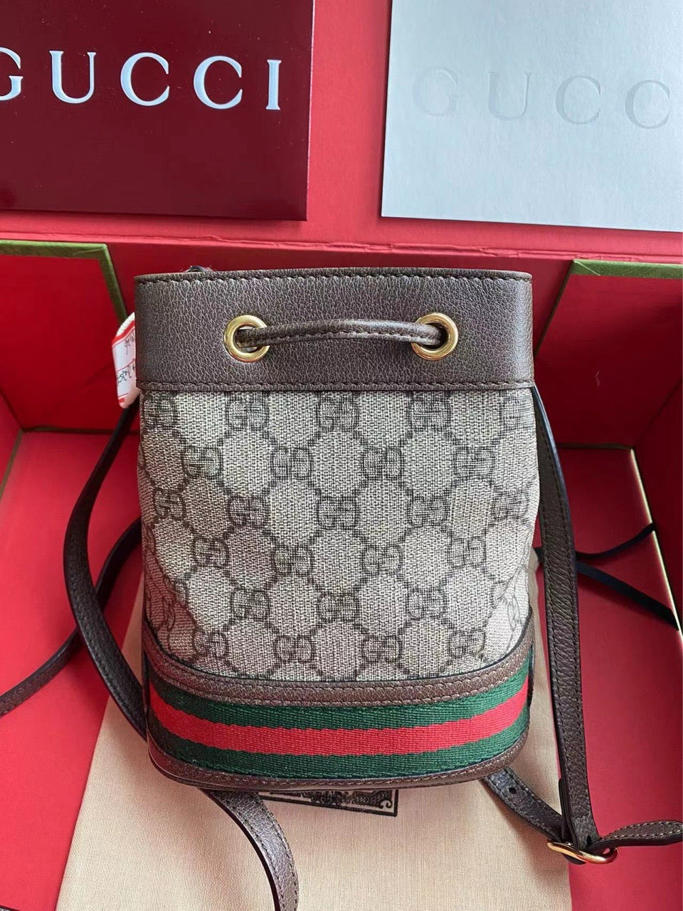 Gucci Gucci Ophidia Mini Presbyopia small bucket bag classic double G pattern