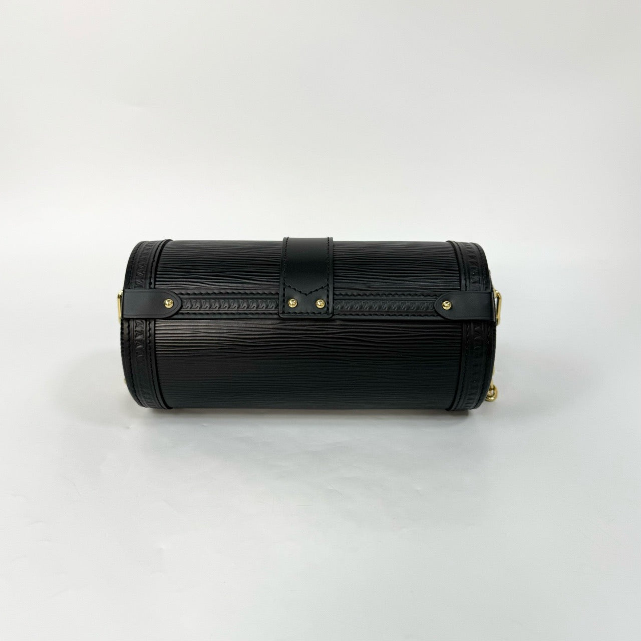 Lv chip black corrugated papillon barbituron cylinder bag