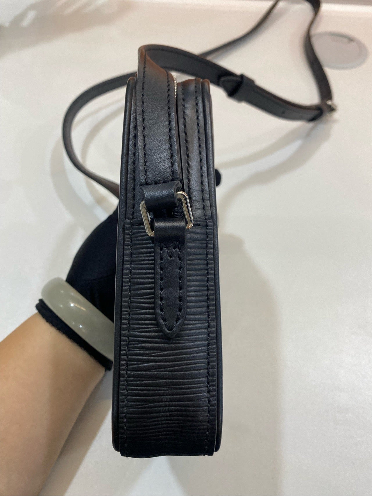 new LV Louis Vuitton black corrugated mini camera bag