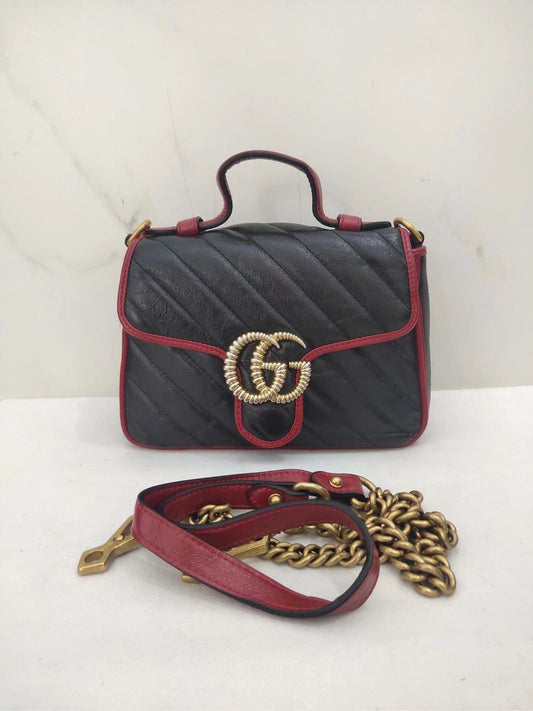 Gucci Black Horse Gold Messenger Bag Handbag Shoulder Bag