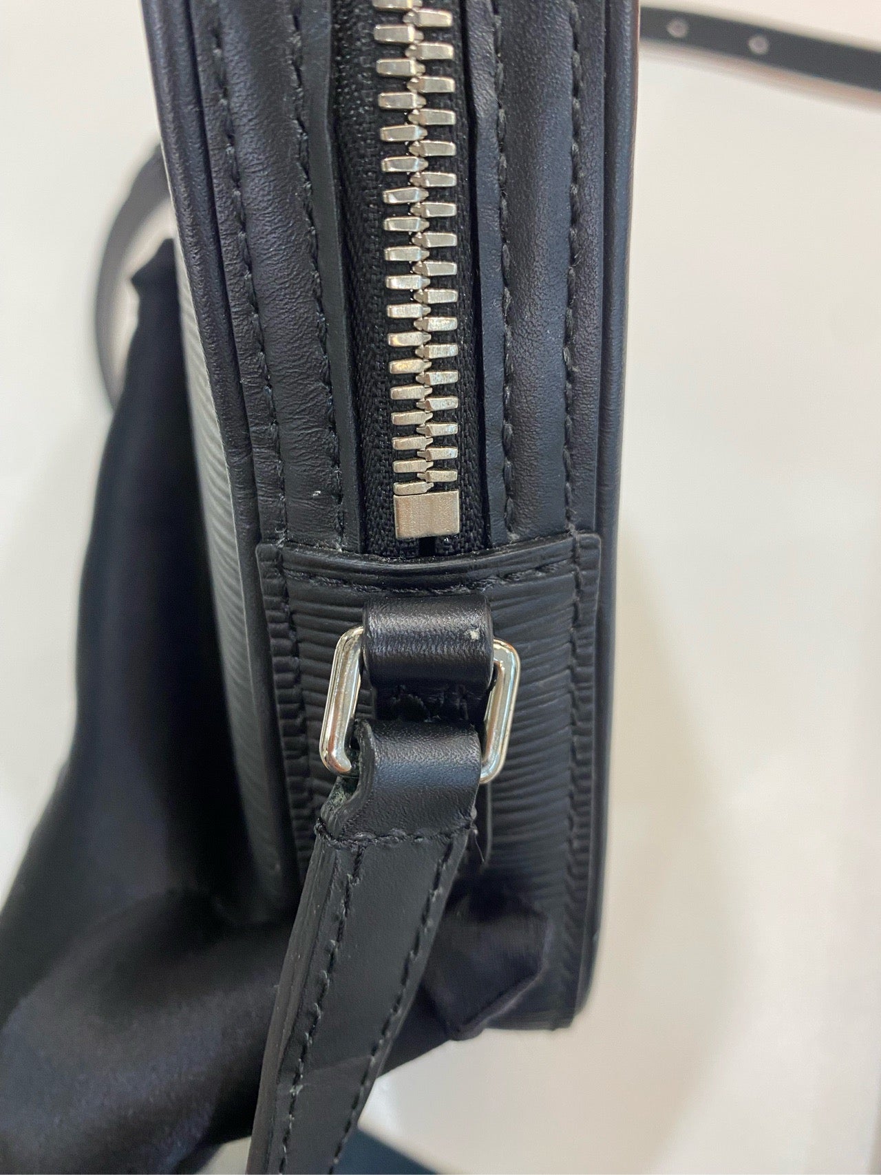 new LV Louis Vuitton black corrugated mini camera bag