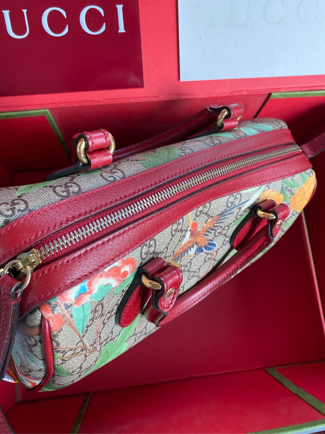 99 %new Gucci floral Boston cross-body bag.