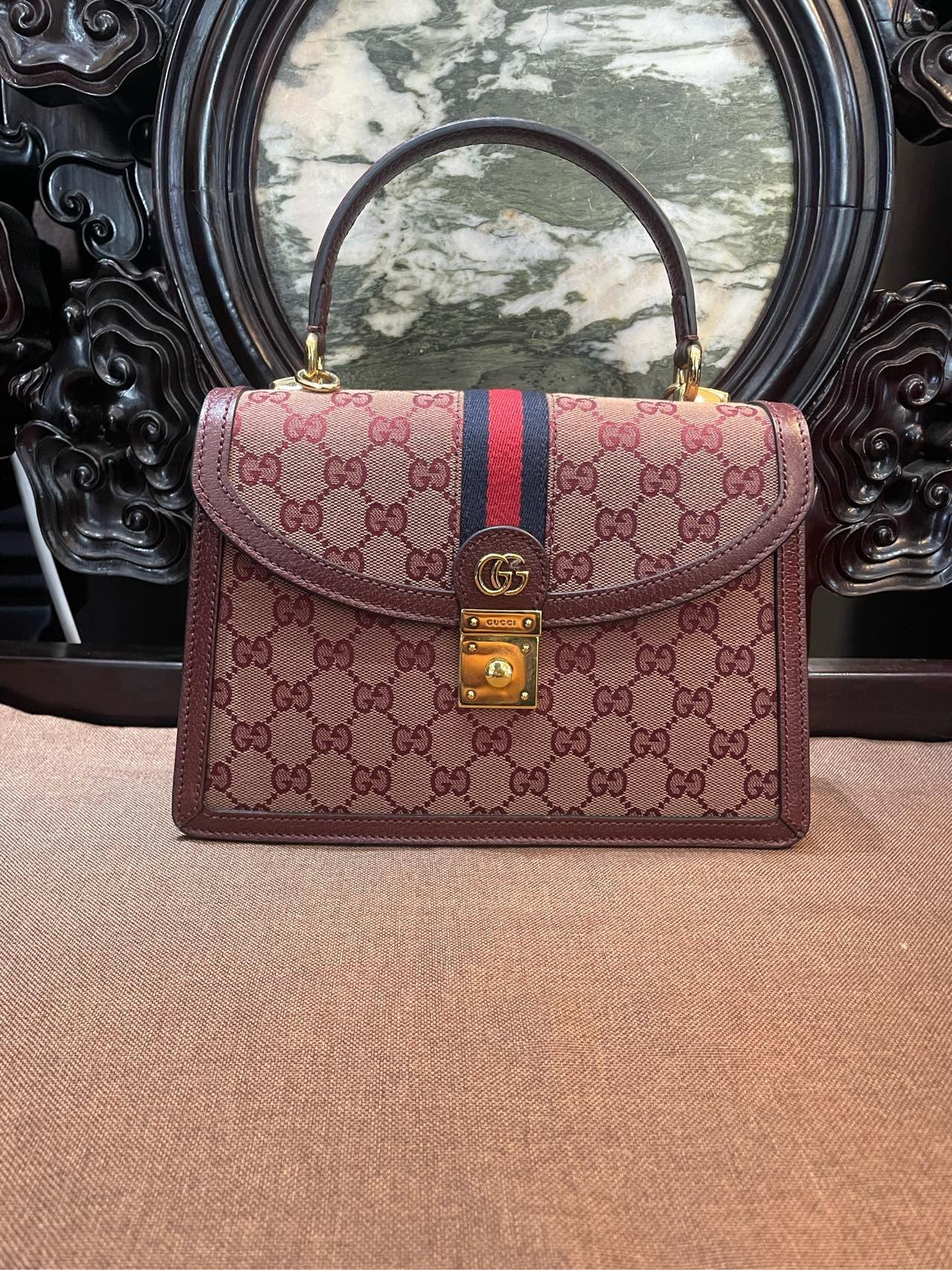 Gucci OPHIDIA wine red mailman bag, 2022 Jinan Guihe invoice