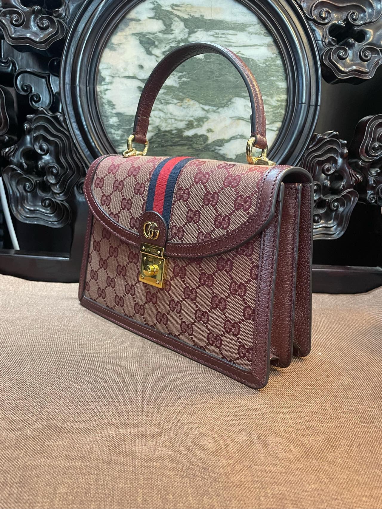 Gucci OPHIDIA wine red mailman bag, 2022 Jinan Guihe invoice