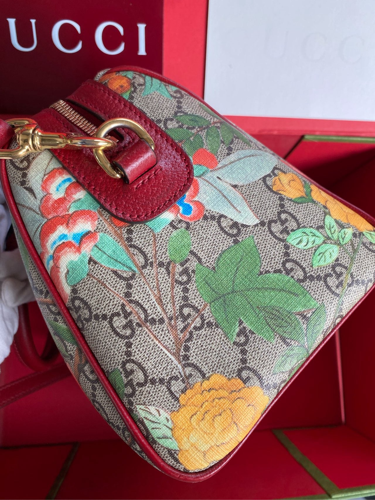 99 %new Gucci floral Boston cross-body bag.