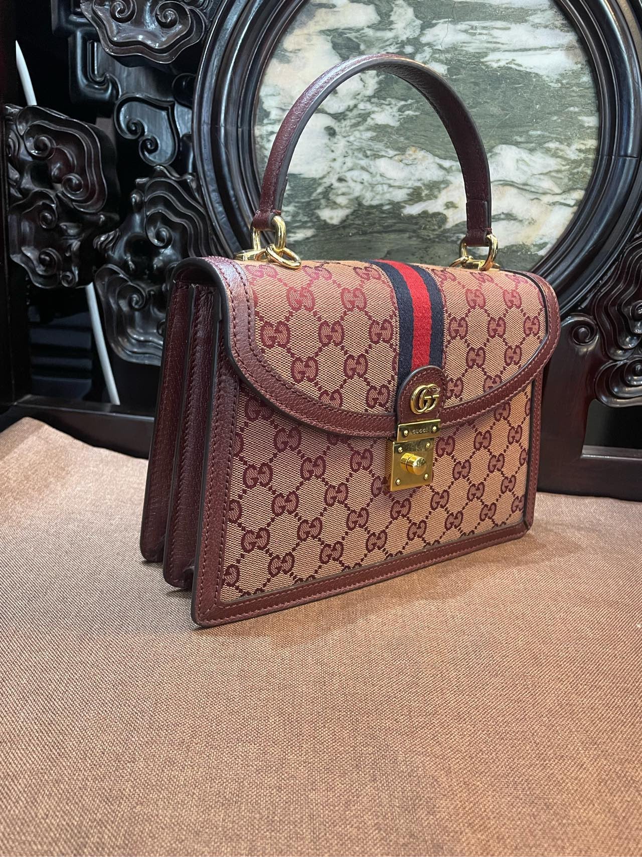 Gucci OPHIDIA wine red mailman bag, 2022 Jinan Guihe invoice