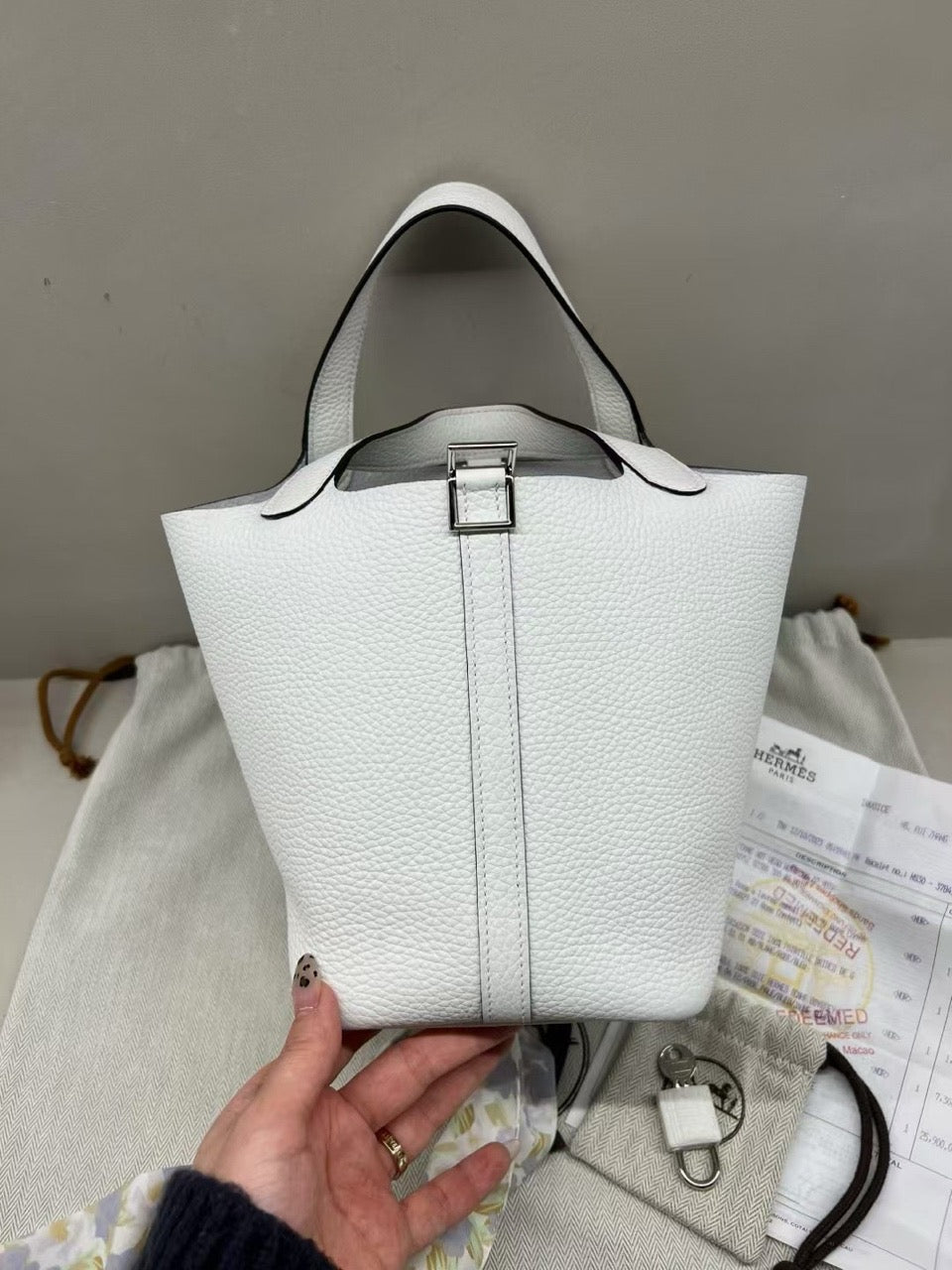 Hermes new white picotin 18 basket