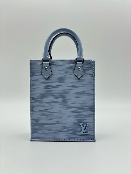 LV Louis Vuitton minitote music bag sky blue water ripple handbag