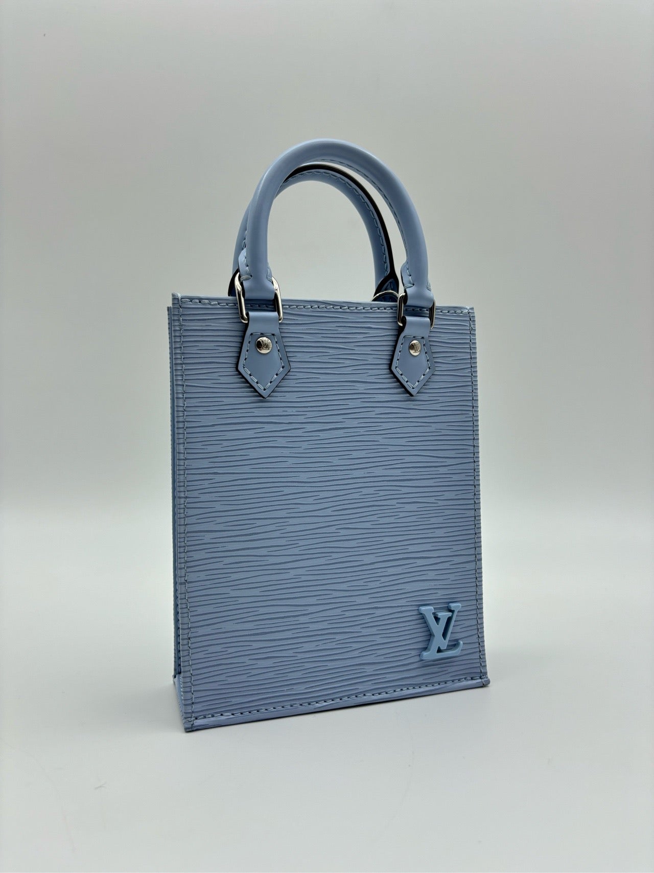 LV Louis Vuitton minitote music bag sky blue water ripple handbag