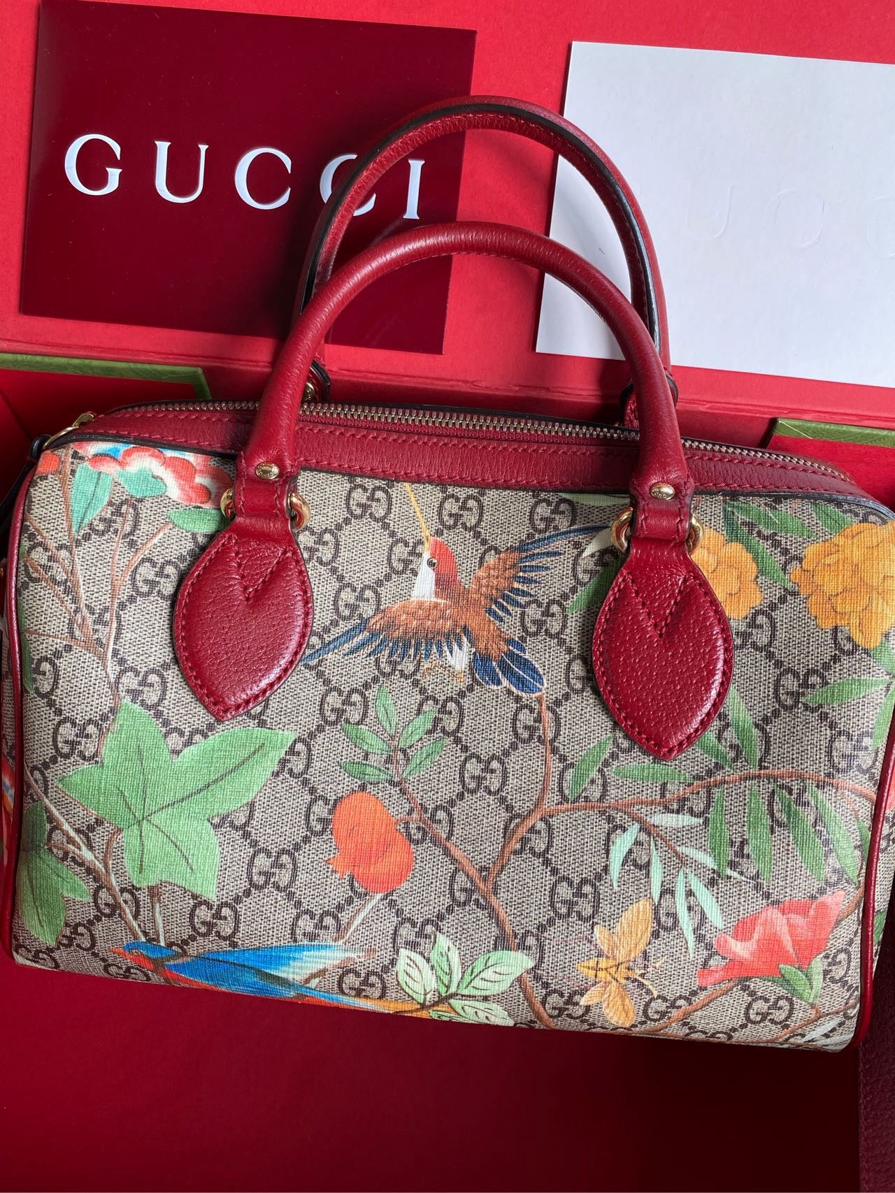 99 %new Gucci floral Boston cross-body bag.