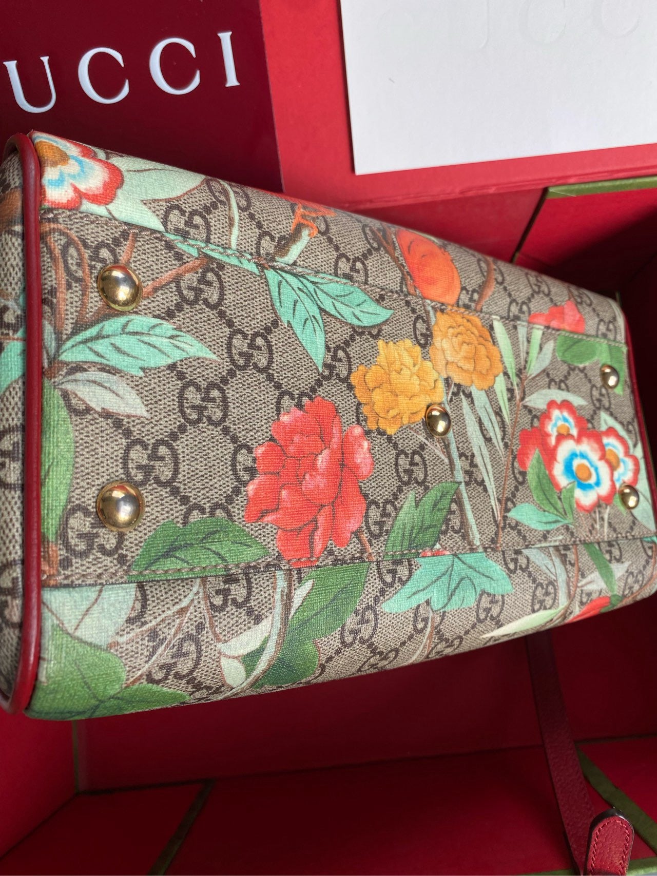 99 %new Gucci floral Boston cross-body bag.