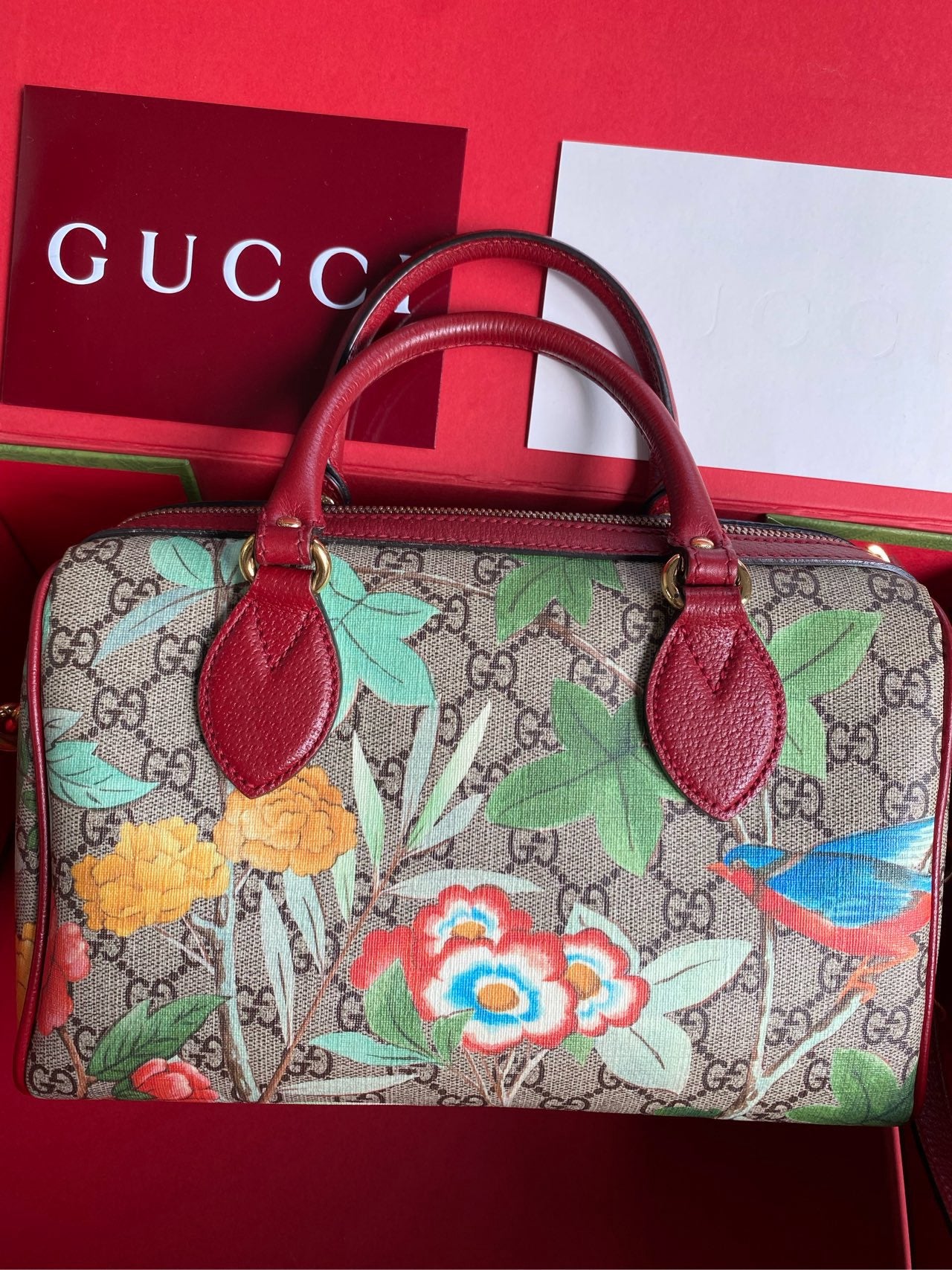 99 %new Gucci floral Boston cross-body bag.