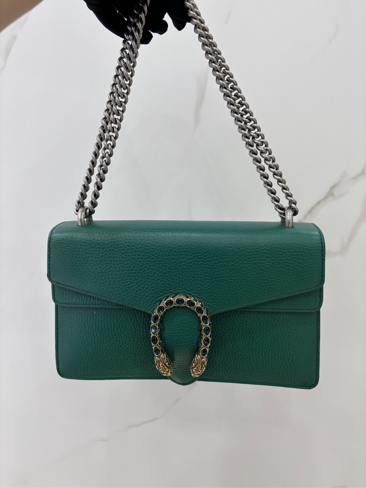 Gucci Bacchus Medium Emerald Leather 98%❤️New 03